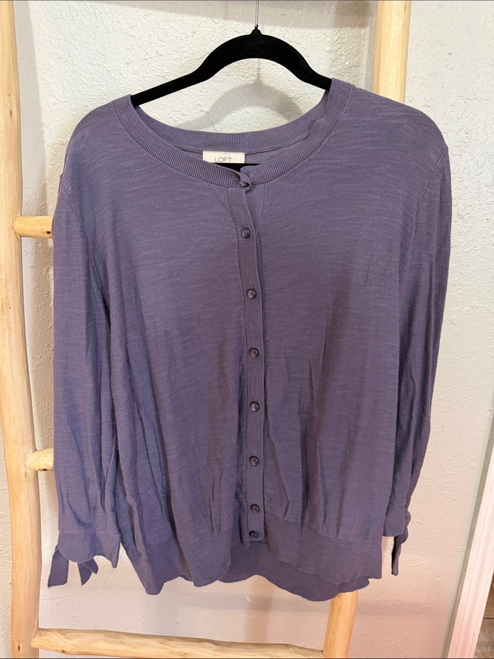 LOFT Lavender-Purple Button-Down Lightweight Cardigan